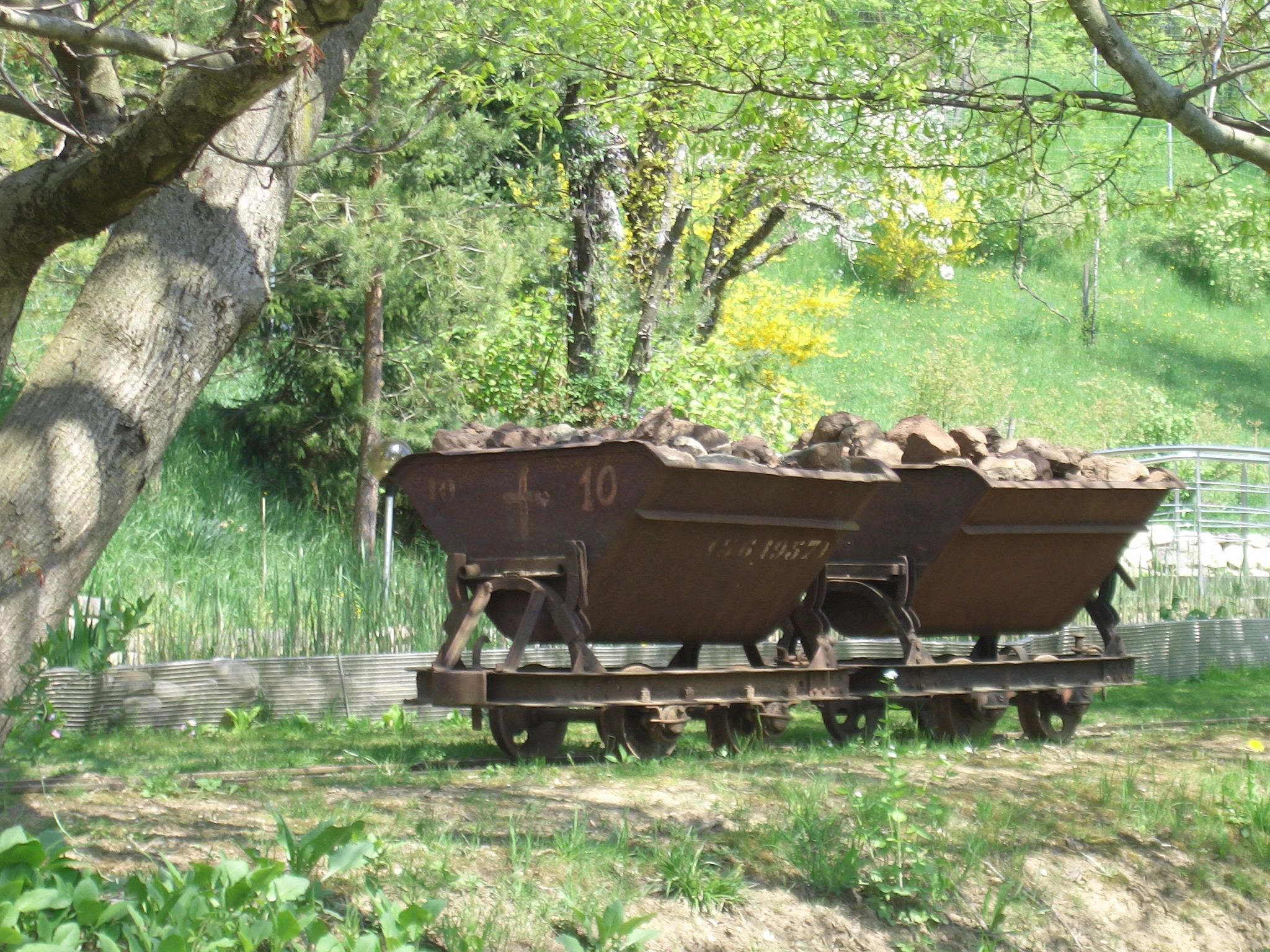 Hike Stones Mine Carts with historical wagons in nature, ideal for adventures and group activities.