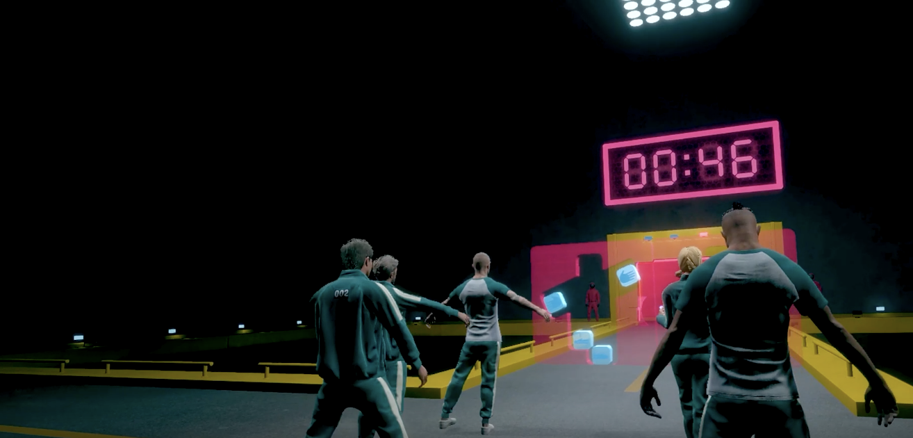 Wirtualna wersja Gry w Paluszki: ekscytująca atmosfera gry z uczestnikami i odliczaniem.