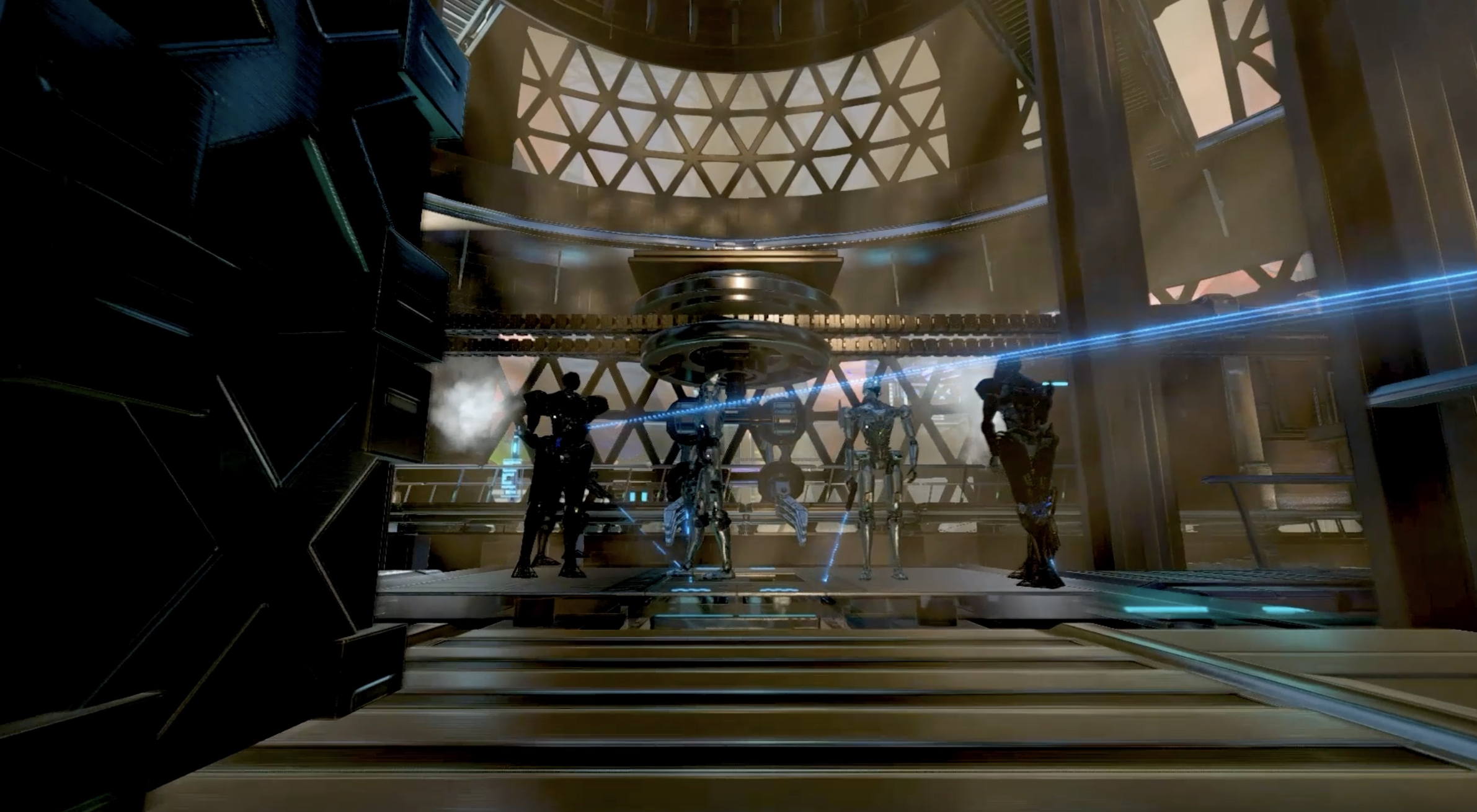 Amber Sky 2088: futurystyczna sceneria z robotami i nowoczesną architekturą, technologią i science fiction