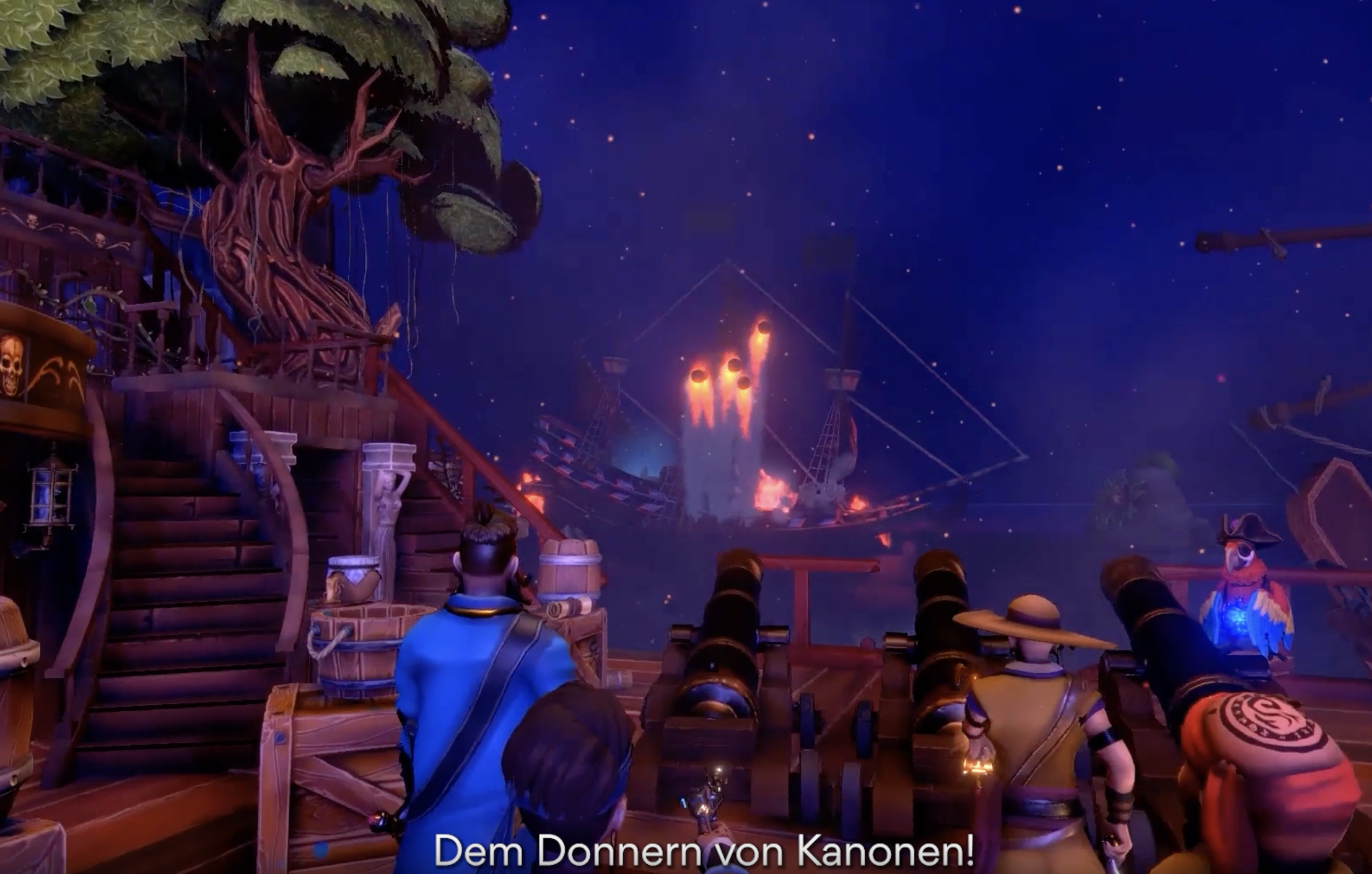 Curse of Davy Jones: aufregendes Abenteuer mit Kanonenfeuer und Piratenschiff in der Nacht