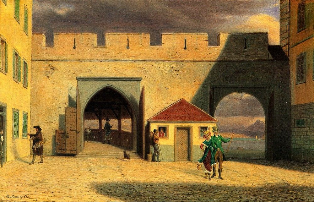 Pintu ke Jambatan Hofbrücke: Jambatan bersejarah, seni bina, bandar, Xaver Schwegler