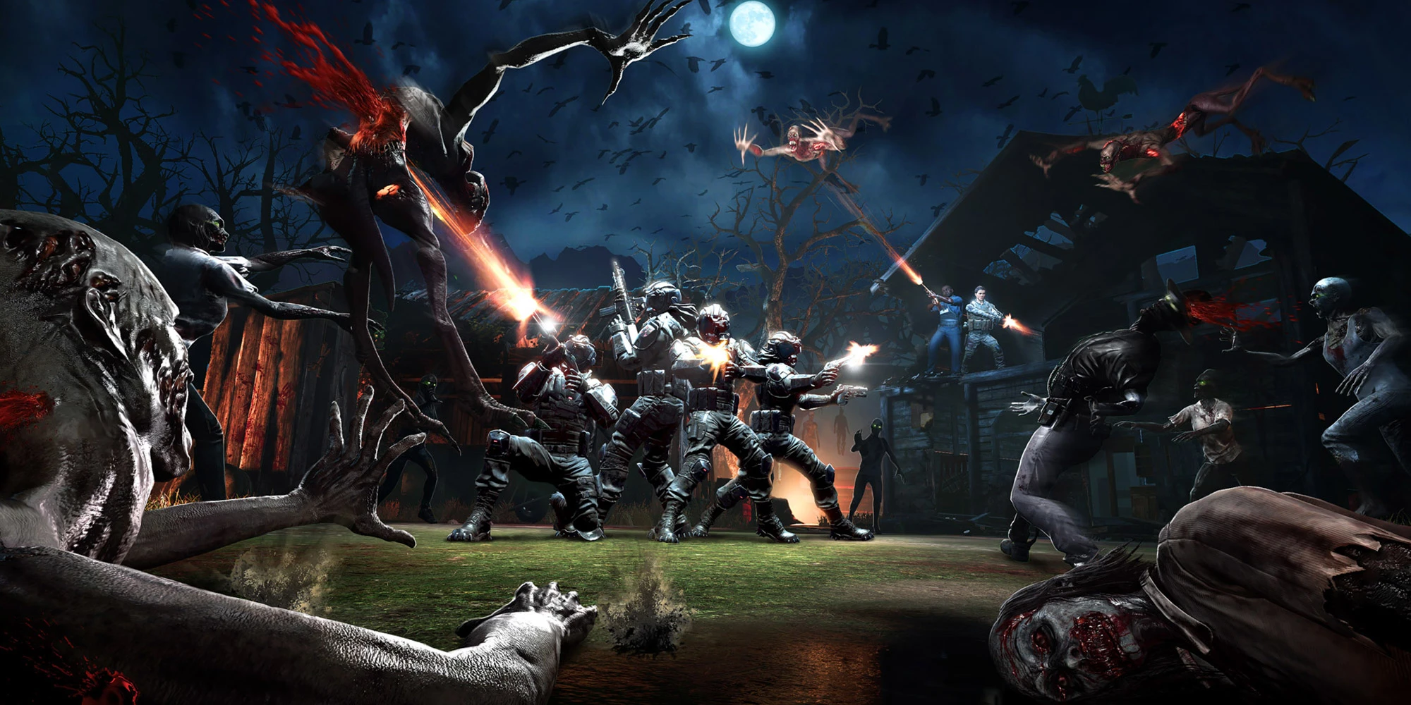 Deadwood Valley: spännande actionsekvens med lag i ett mörkt, vampyriskt landskap.