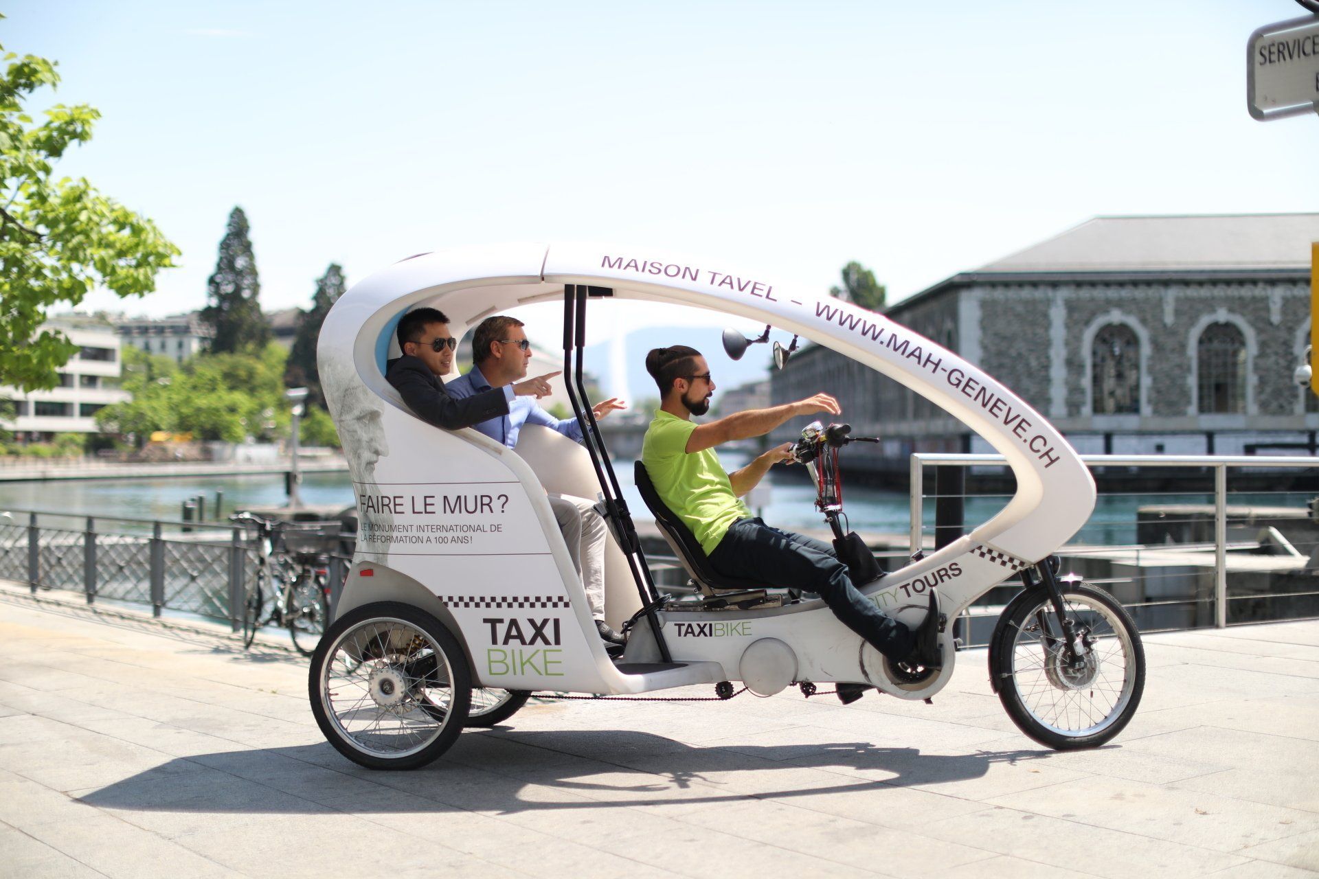 Taxiจักรยานเจนีวา: มาสำรวจเมืองด้วยTaxi Bike ที่เหมาะสำหรับกลุ่มและเด็กๆ