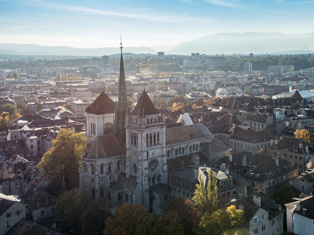 Private transfer in Geneva with a view of the city