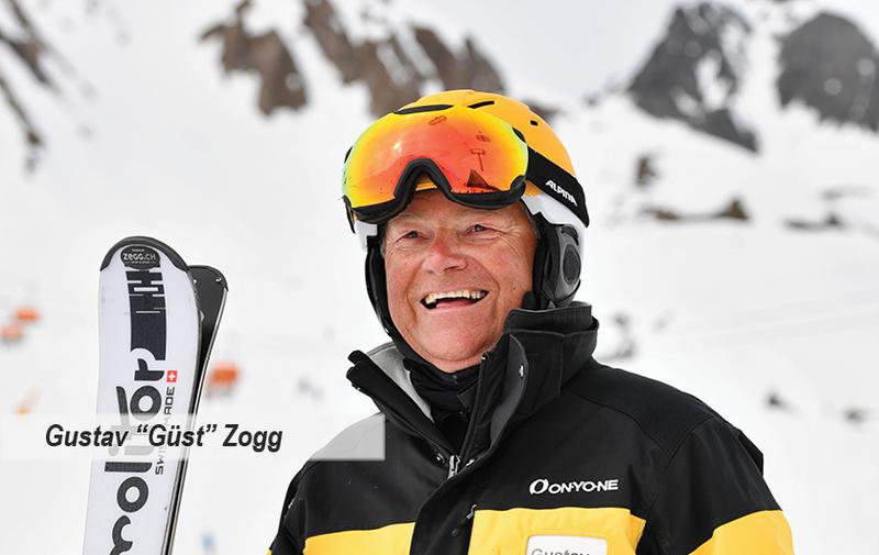 Skifahren: Gustav, erfahrener Skilehrer, begeistert beim Schnee-Sport in den Alpen.
