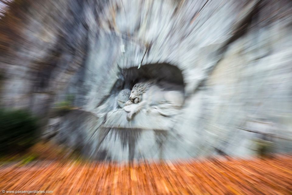 Lion Monument in Lucerne, photography with blur