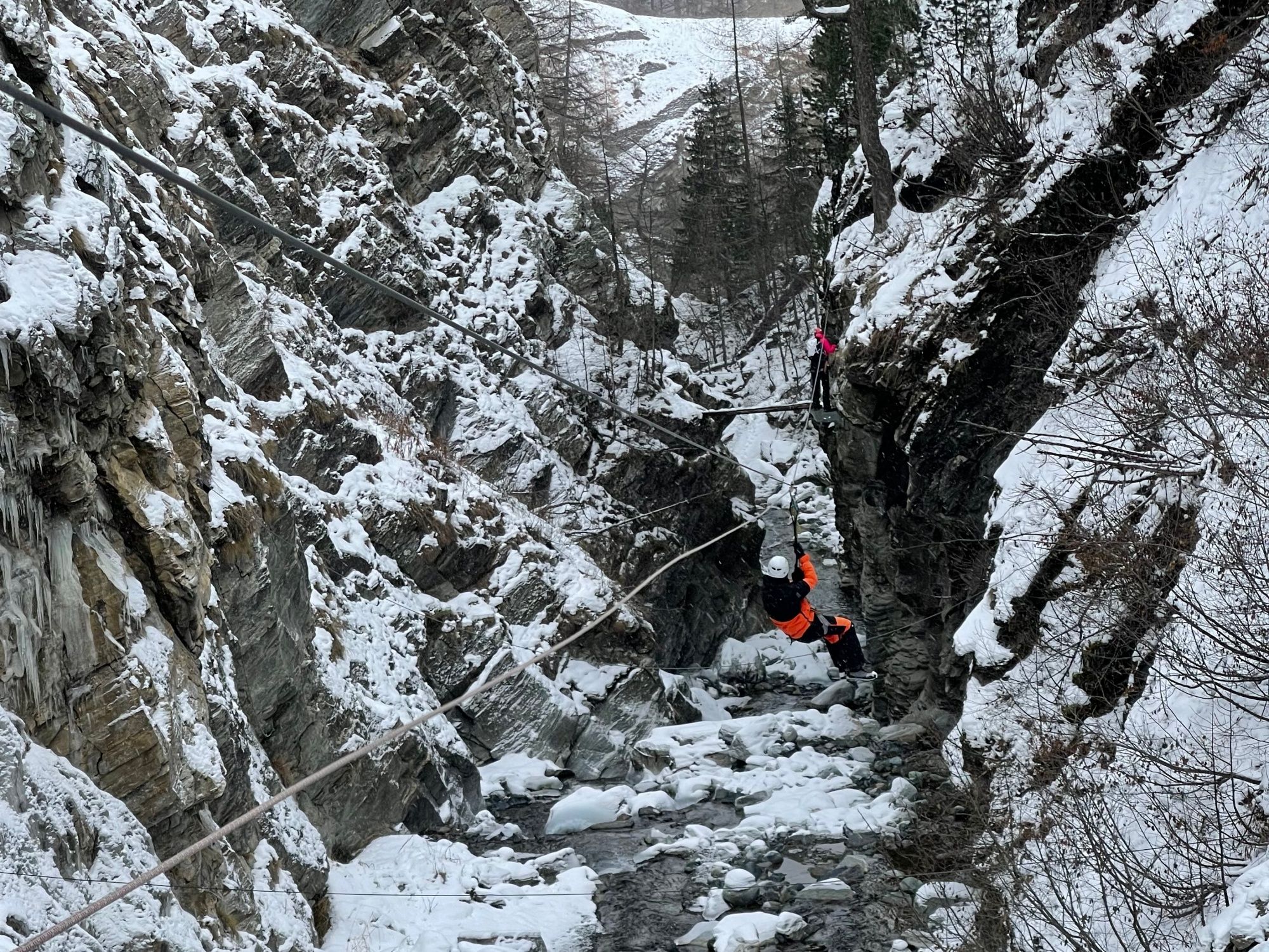 Winter via ferrata in the Alps. Experience exciting adventures in the wintery nature.
