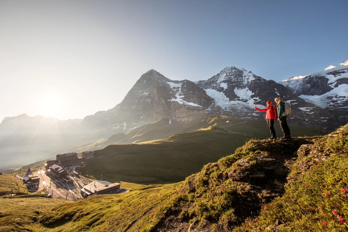 Kleine Scheidegg: Hiking in the Alps, impressive mountain landscape, summer experience, perfect view