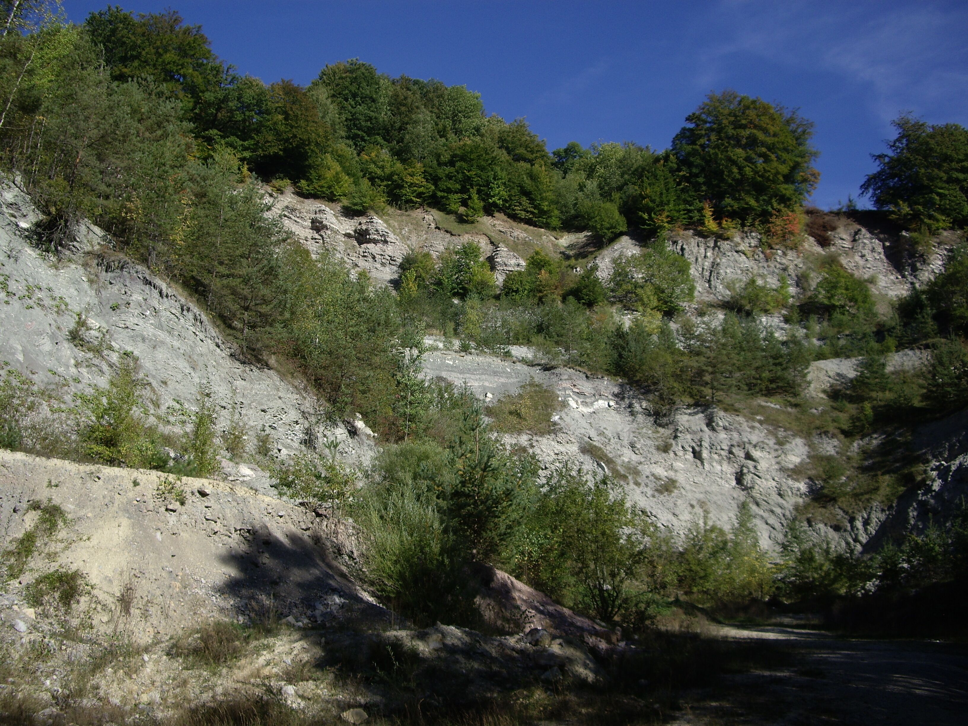 อุโมงค์ยูระพาร์คเหมืองยิปซัมเคอททิเกน: รูปร่างยิปซัมที่น่าประทับใจล้อมรอบด้วยธรรมชาติอันเขียวขจี.