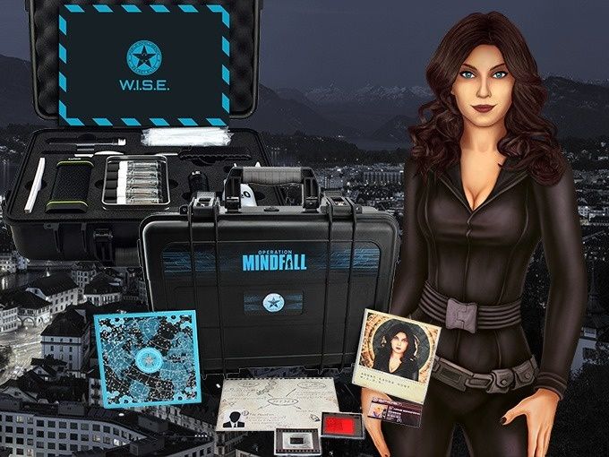 Operation Mindfall Escape Game i Bern med spelutrustning och karaktär