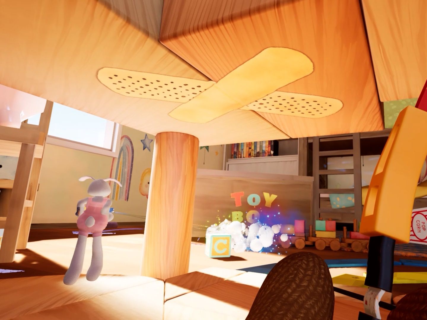 VR Plush Rush: Ruang Mainan dengan mainan berwarna-warni dan suasana kanak-kanak yang imaginatif.