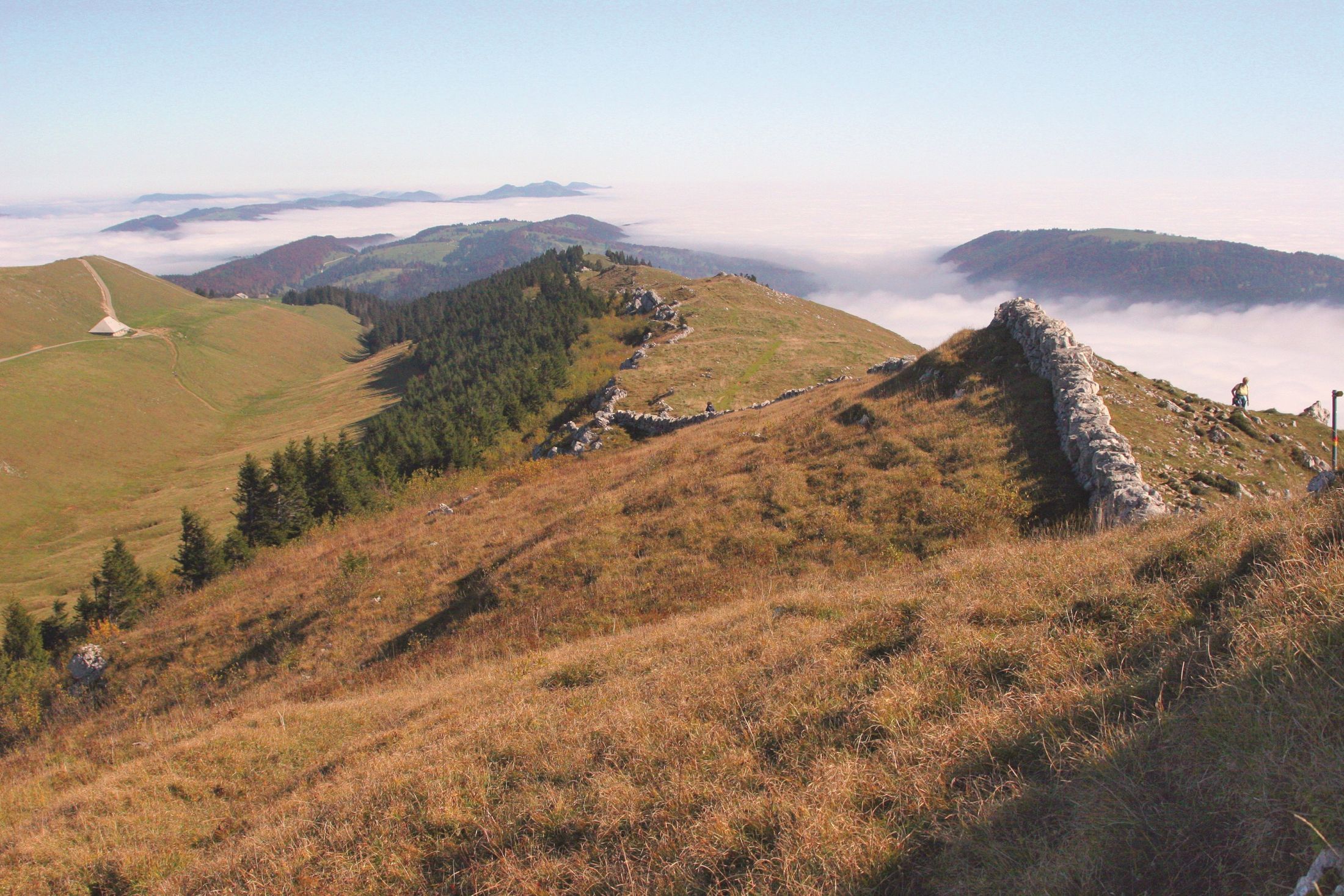 차세랄 자연공원에서 안개 바다와 하이커를 바라보며.