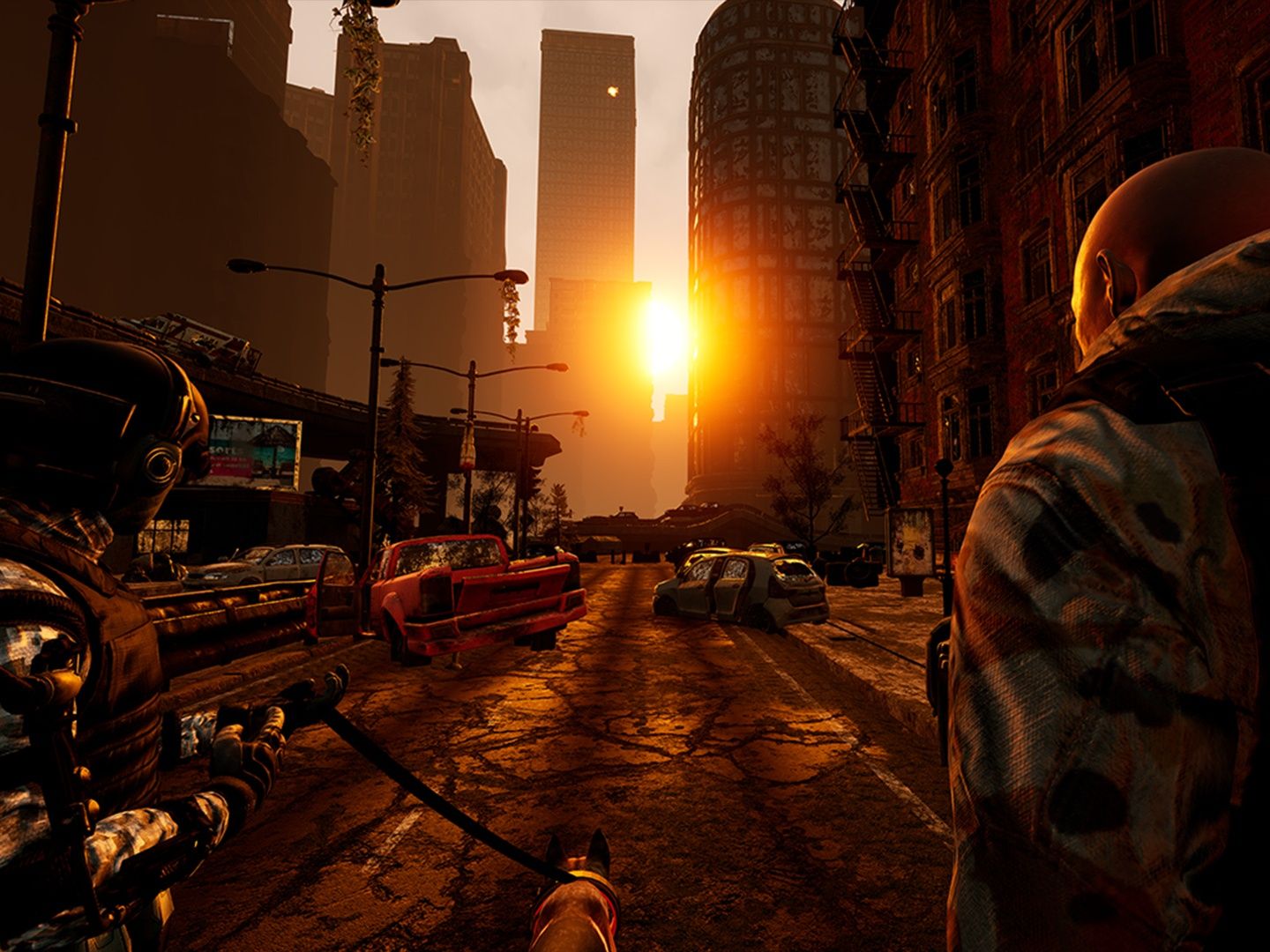 VRilliant: dystopisk stadssyn vid solnedgången med futuristiska inslag och förtrollande ljusspel.