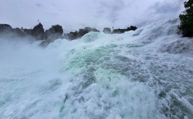 Rheinfall: beeindruckende Wassermenge bei schlechtem Wetter in der Schweiz, Naturerlebnis pur.