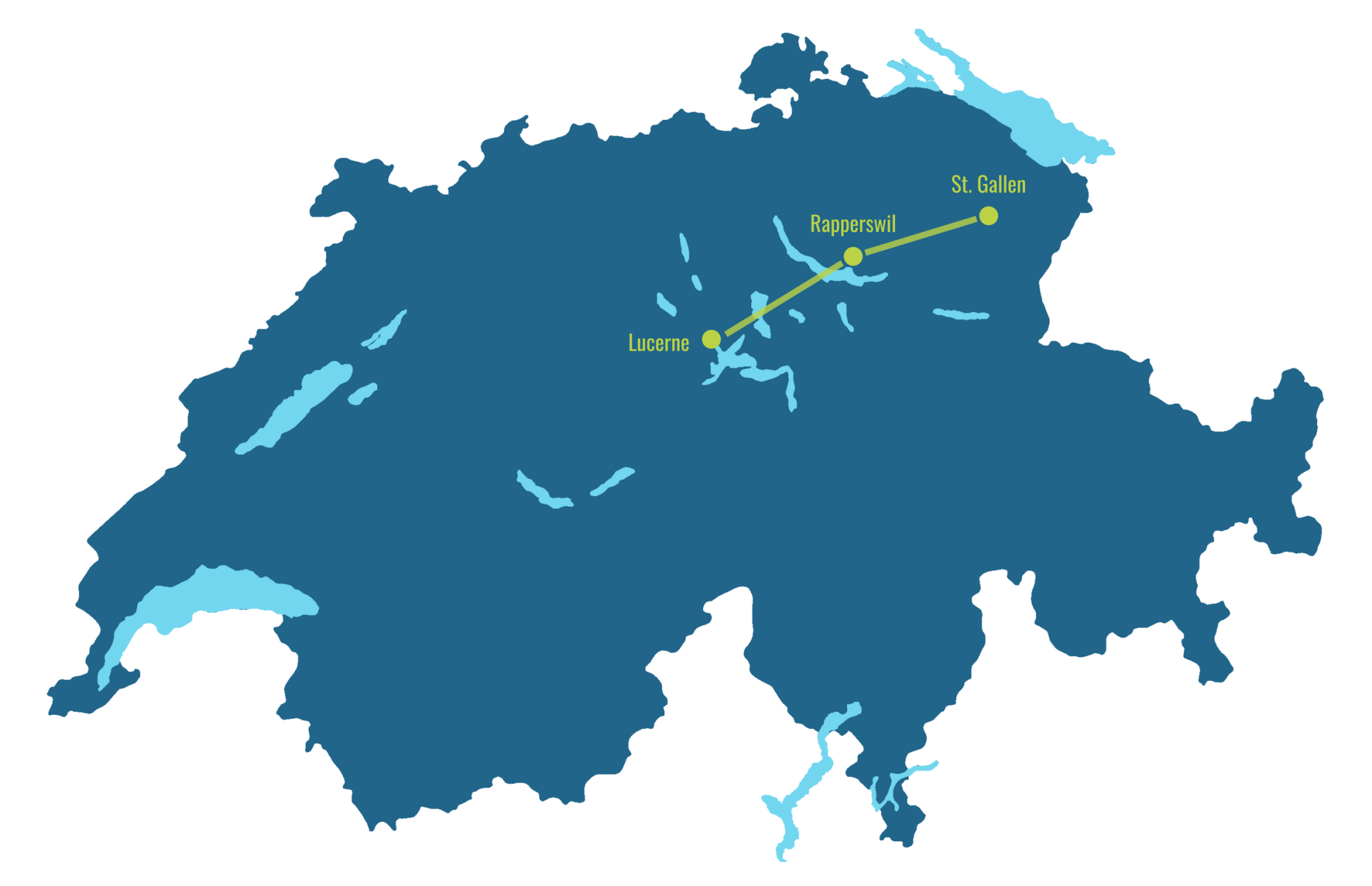 عرض خريطة لطريق أوتروبين إكسبرس عبر سويسرا.