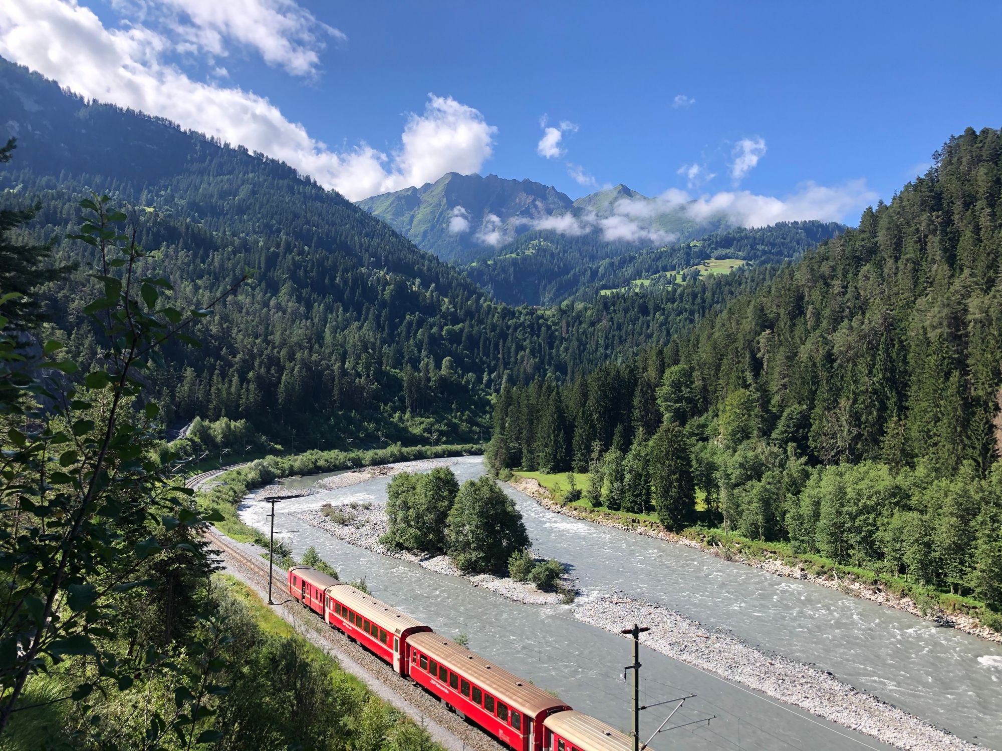 Rheinschlucht UNESCO Ruinaulta Railway runs along the river