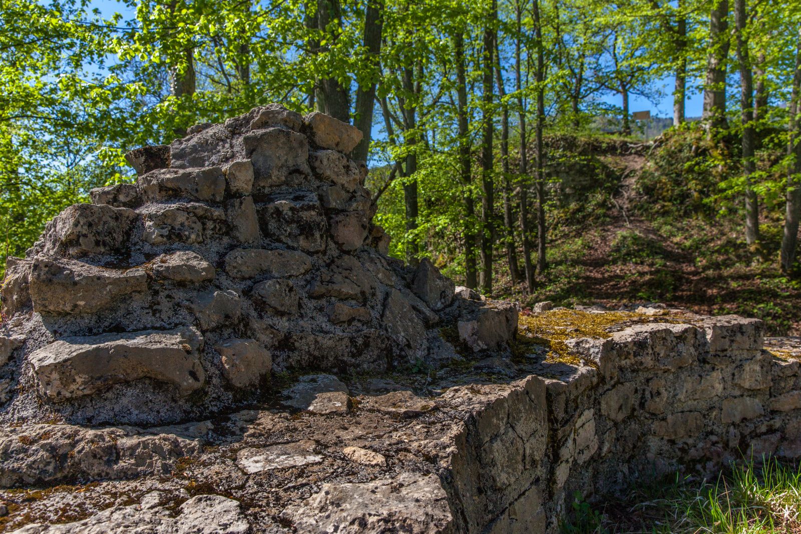 Randonnée voyage dans le temps ruine Urgiz dans la nature avec maçonnerie historique et végétation environnante.