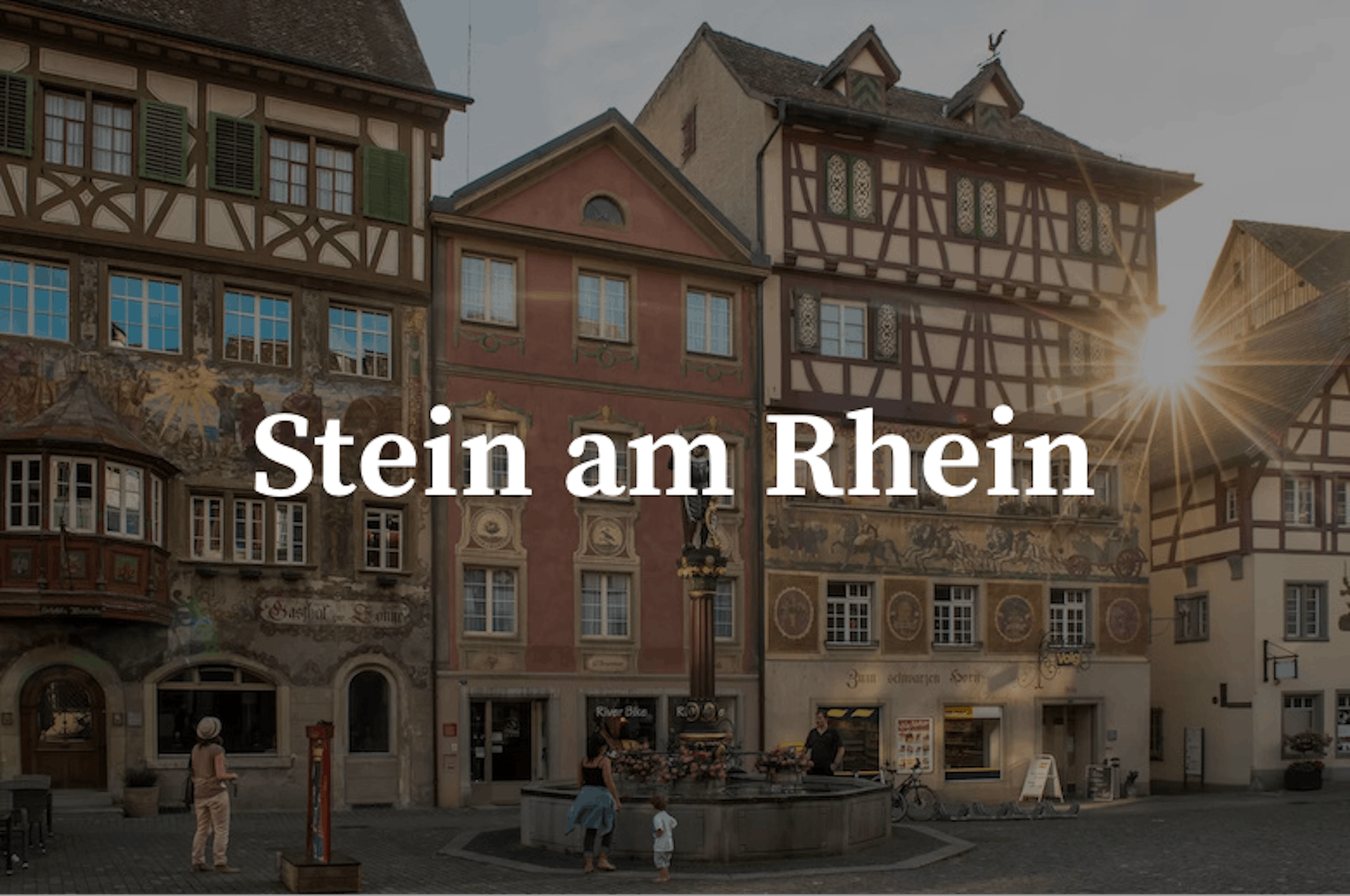 Caça ao tesouro em Stein am Rhein com edifícios históricos