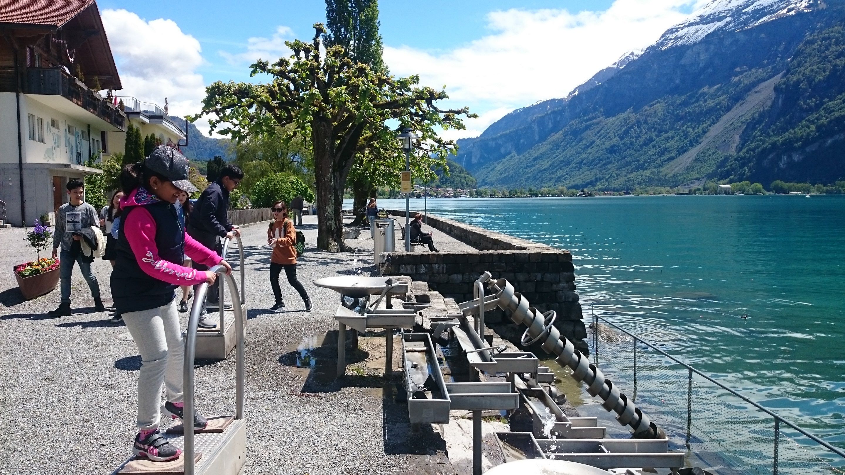 Lake with waterfall and gorge in the landscape