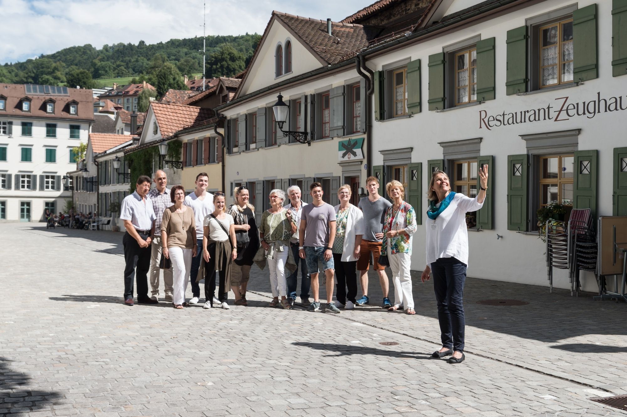 City tour in St. Gallen with participants on the street