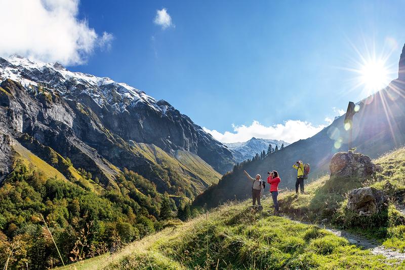 Tour di stambecco Heidiland con escursionisti in paesaggio montano
