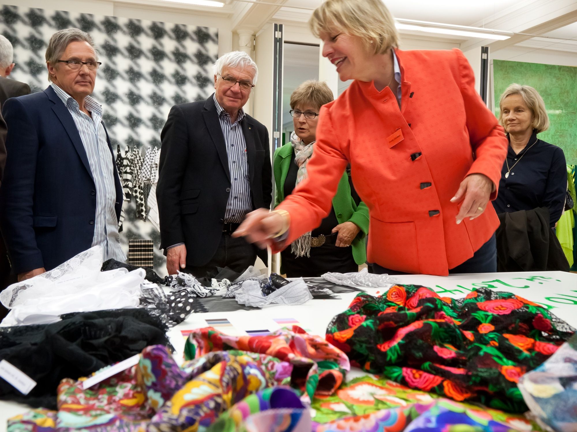 Visita guiada textil en San Gall, con invitados, visita de textiles, presentación interactiva