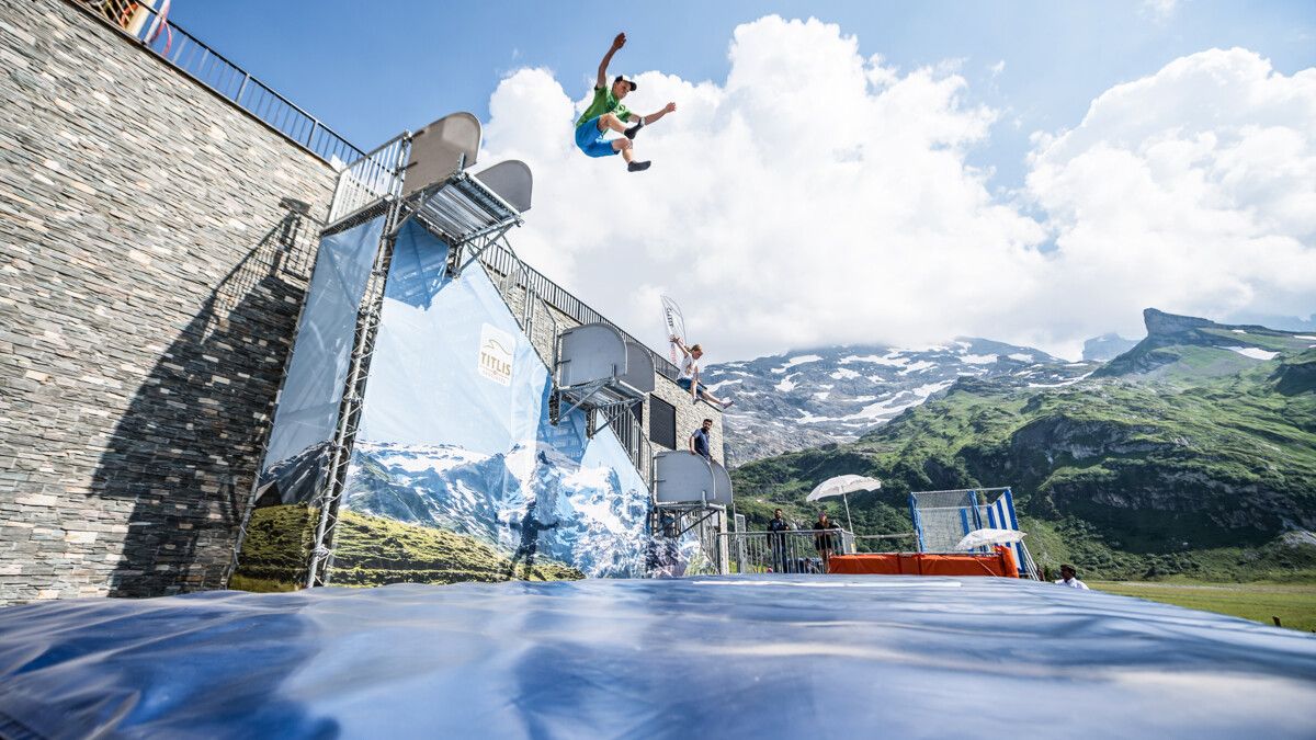 Truebsee Bag Jump with jumping participant in summer 2023.