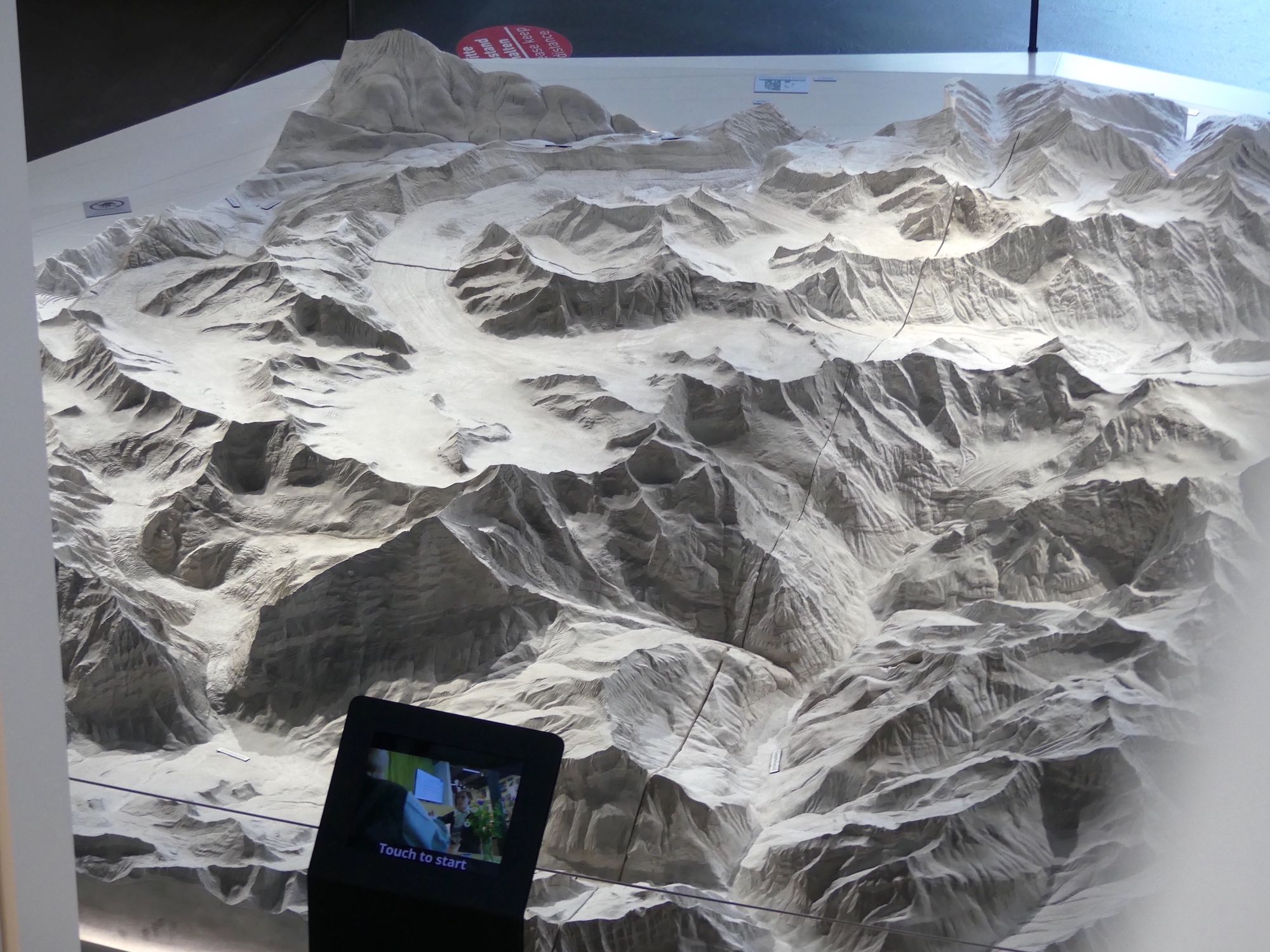 Relief: eindrucksvolle 3D-Darstellung der Alpenlandschaft mit Bergen und Tälern.