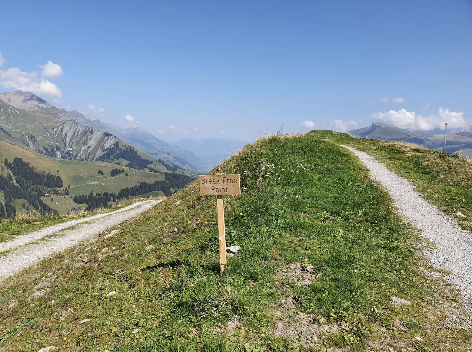 Hiking Tschentenalp with a view of the mountains in summer