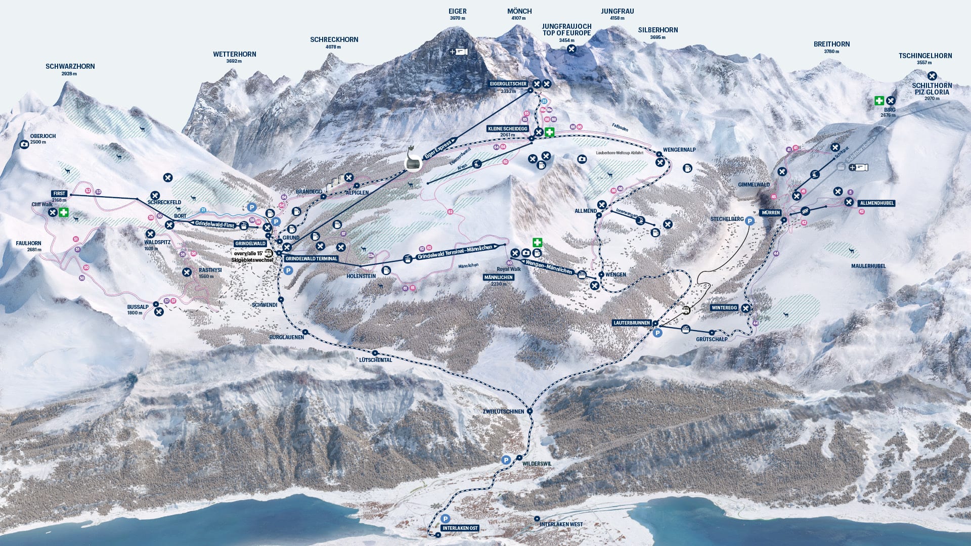 Pase de trineo: visión general de las rutas de senderismo invernal y trineos en la región, ideal para aventuras en las montañas.