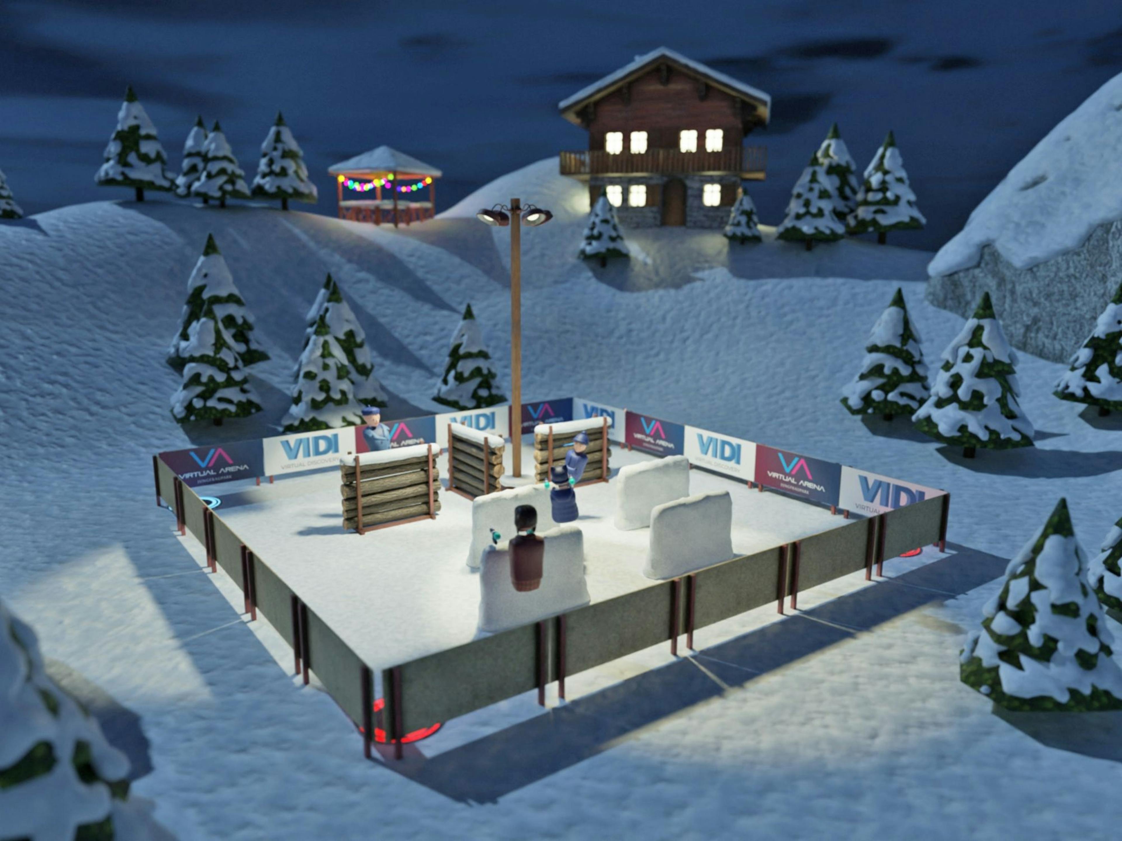 Virtual Adventure: Winter Wonderland mit Schnee, Aktivitaeten und romantischer Umgebung im Winter.