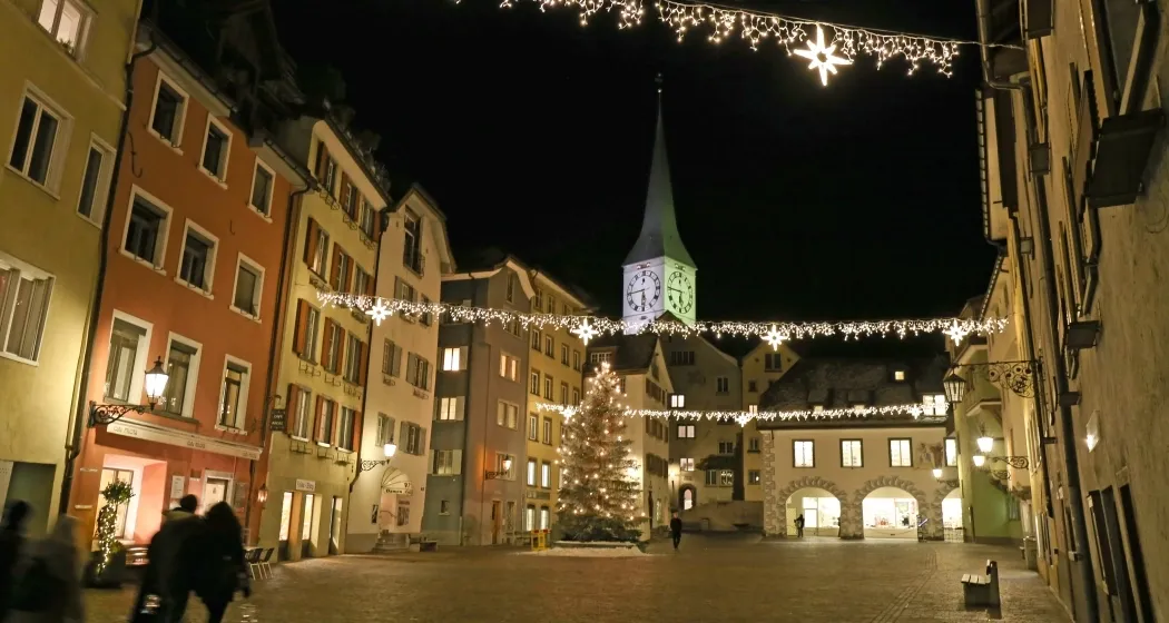 Advent Guide in Chur with Christmas Tree and Lights