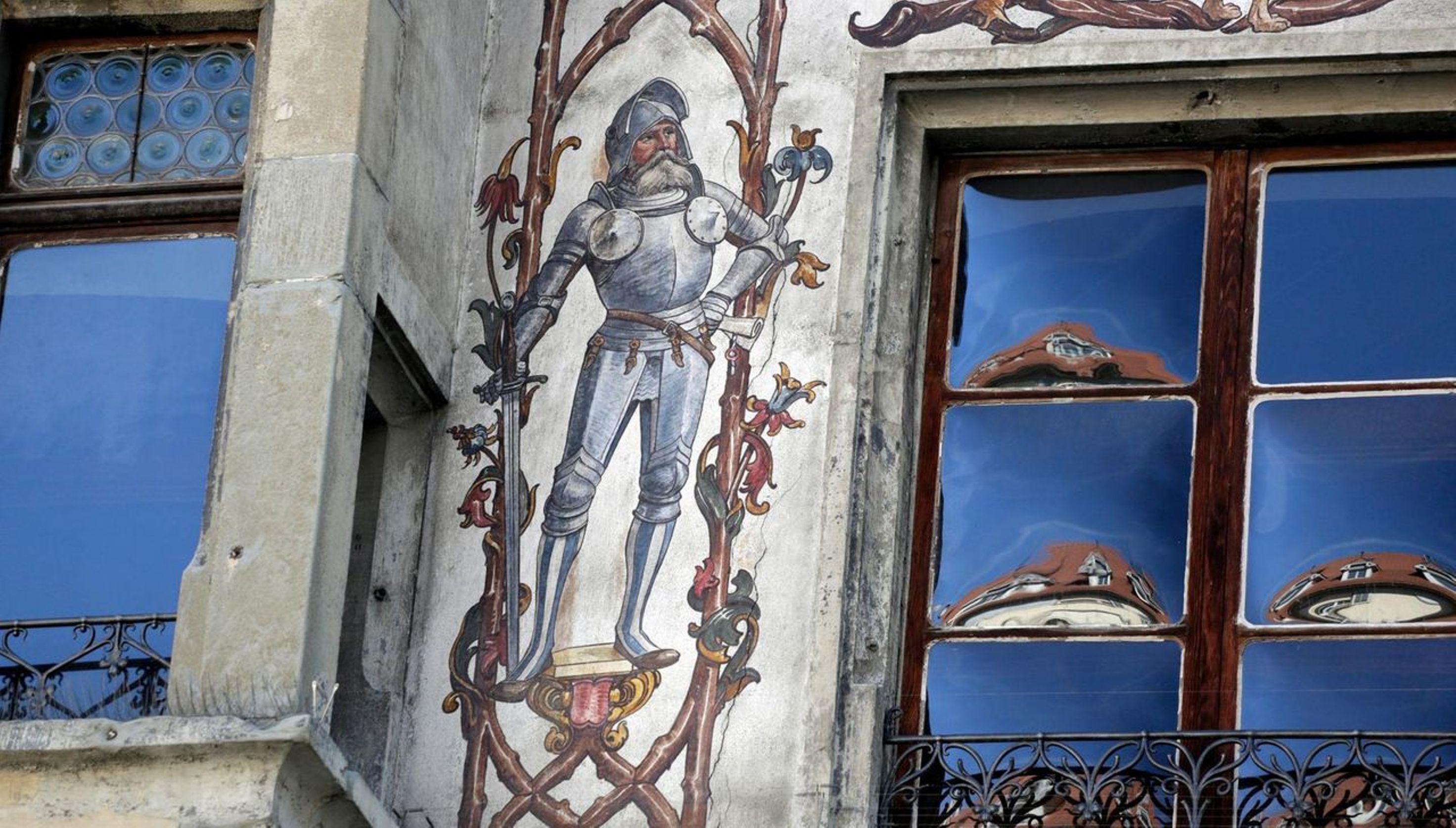 ภาพวาดบนผนังในลูเซิร์นแสดงภาพของอัศวิน