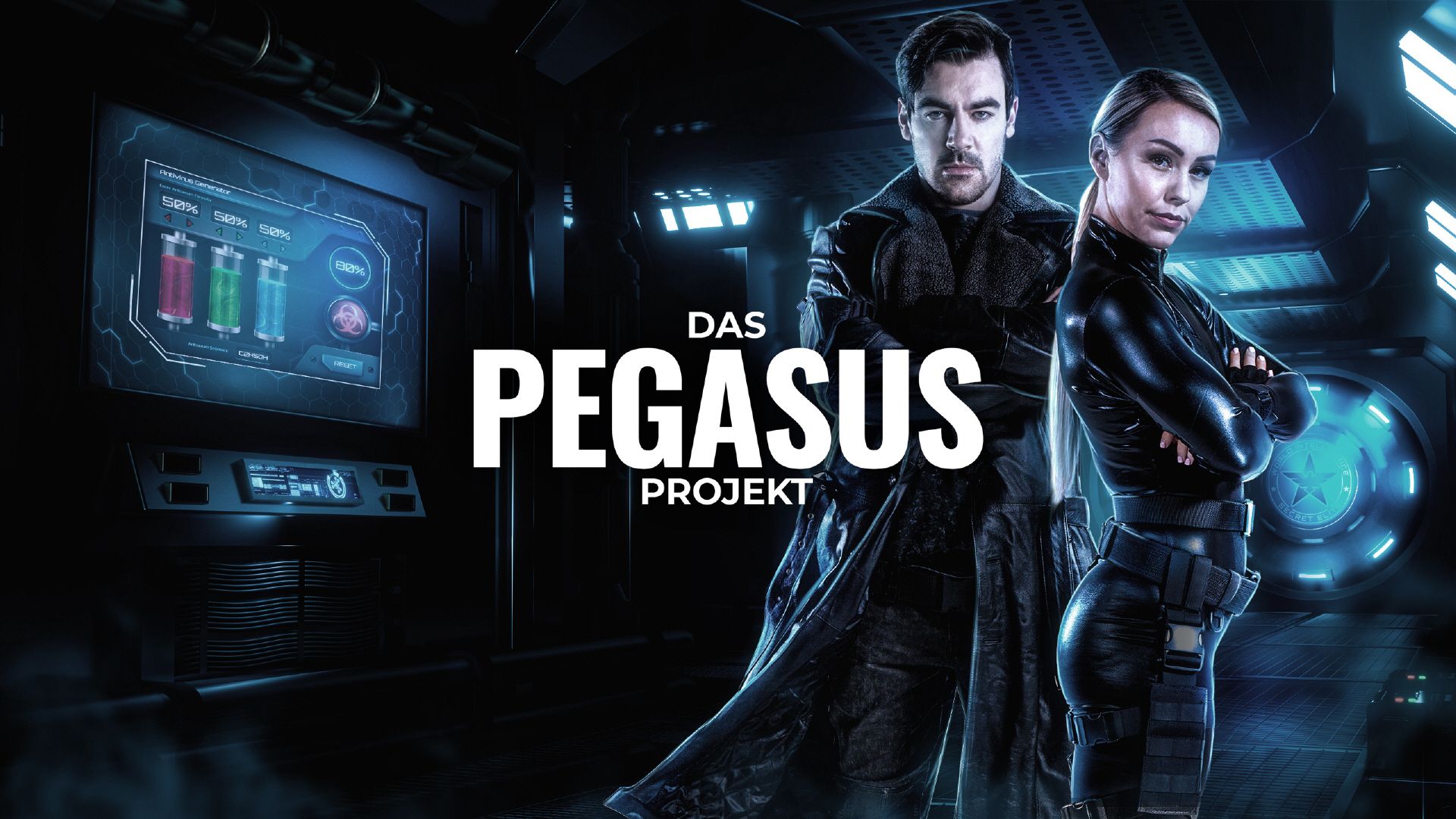 Pegasus: Representação emocionante de personagens em um ambiente futurista com tecnologia.