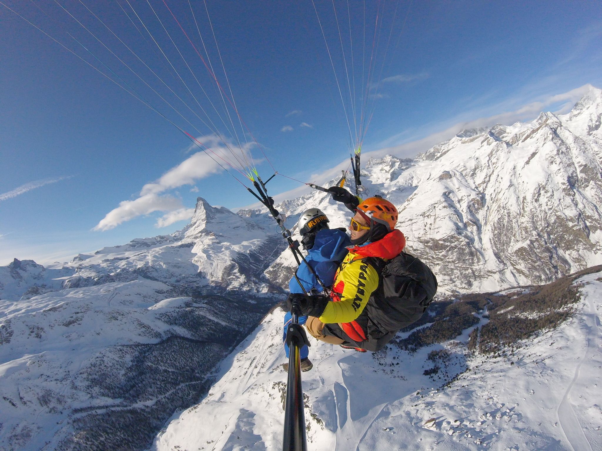 Zermatt paragliding in front of the Matterhorn