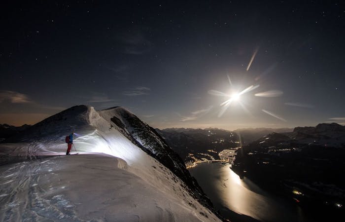 Snowshoeing Grindelwald night