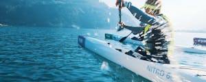 Surfski Kayak Early Bird Fitness Paddling a Gunten sul lago di Thun