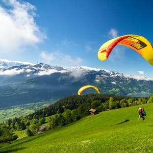 Beatenberg Gleitschirmfliegen Tandem ab Interlaken im Sommer 