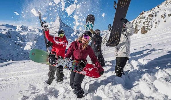 Snowboard group course children beginners Zermatt ski school