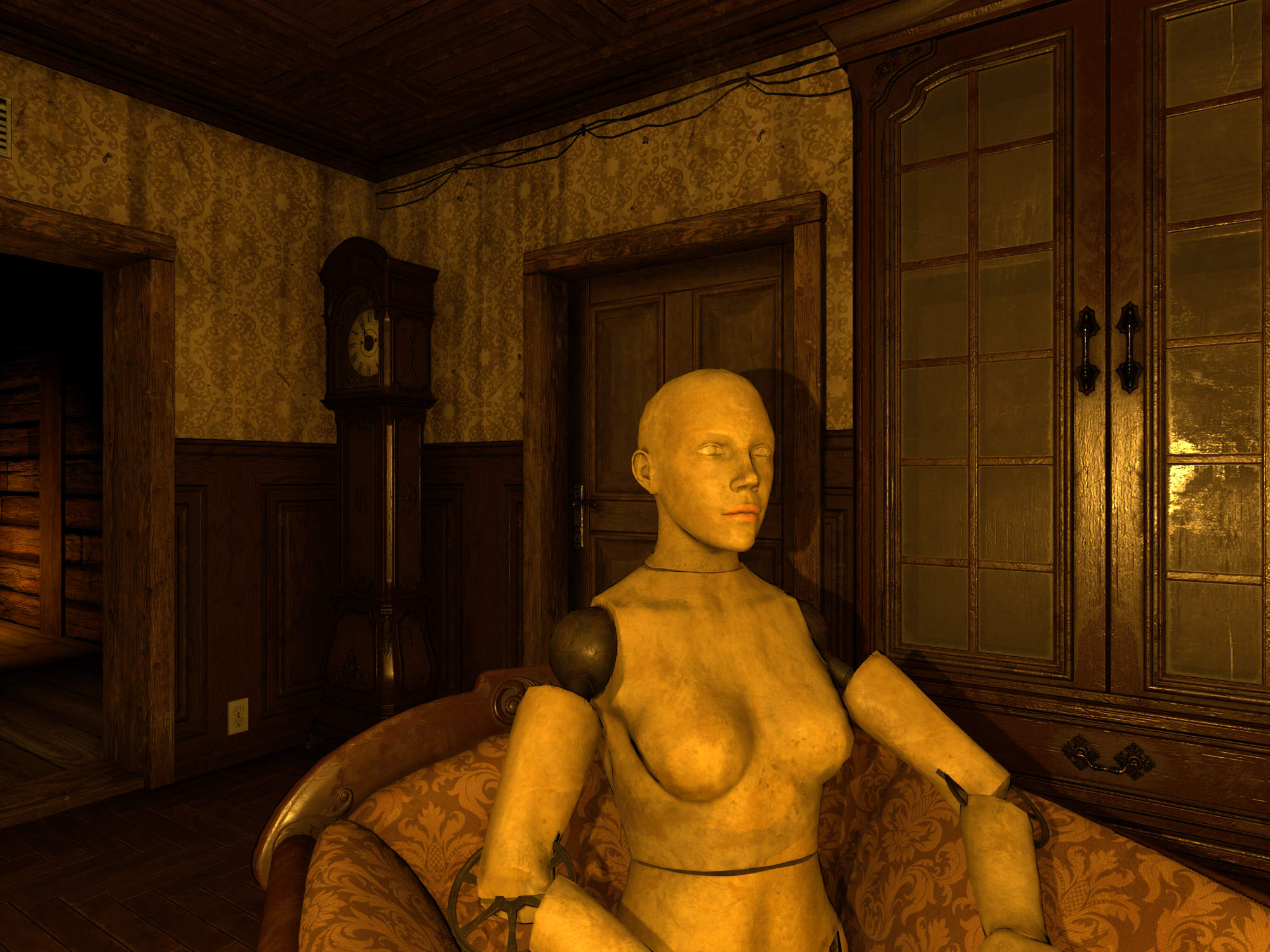 VR恐怖の家：不気味な人形とゾッとする雰囲気のスリリングなバーチャルリアリティ。