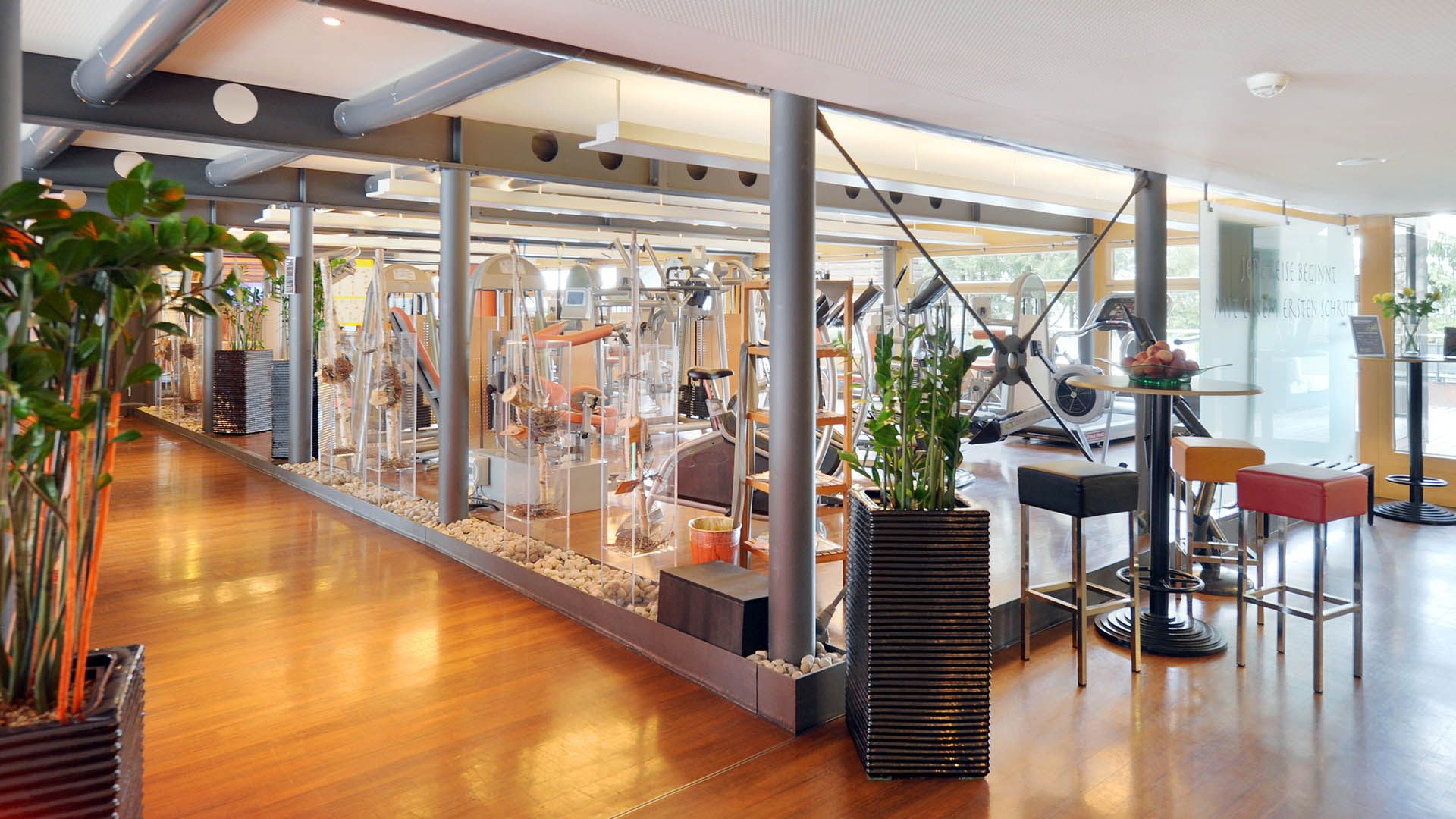 健身：现代健身房配备创新设备，供您训练和健康休闲活动使用