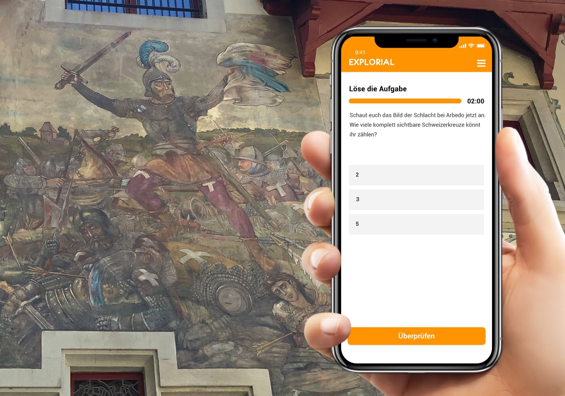 Schnitzeljagd: Interaktive Smartphone-Tour mit Wandmalerei und Geschichtselementen in urbanem Umfeld